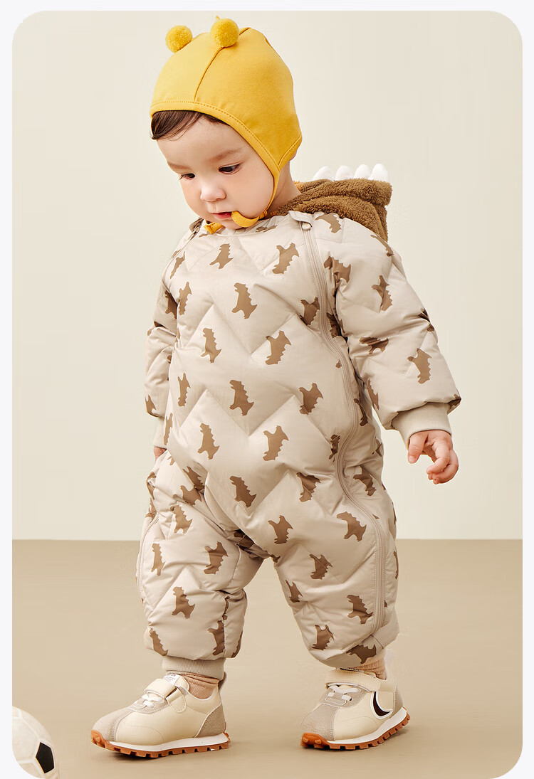 Minibala Bala Unisex Kids Baby Winter Thickened Three-Proof Cute Animal Plush Hooded Down Jumpsuit 16