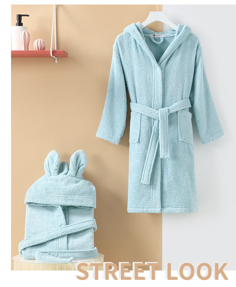 Xinya Cotton Hooded Children's Bathrobe, Cartoon Children's Pajama Robe, Bathing And Swimming Loungewear, Girls' Bathrobe, Size L 11