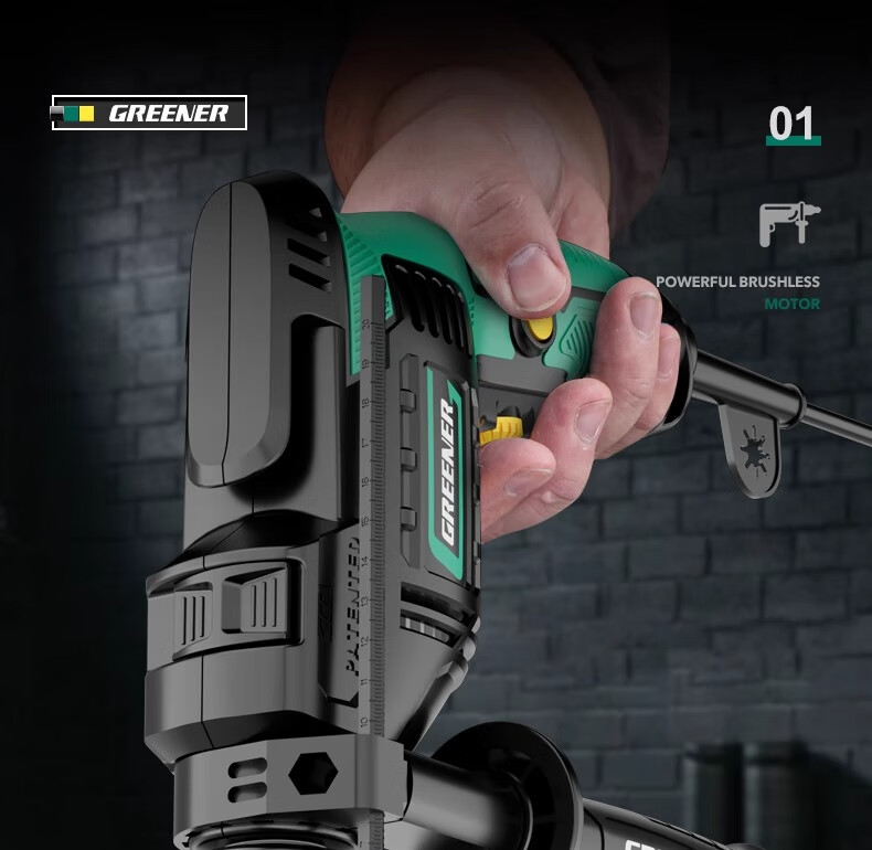 GREENER 710W Impact Drill, Electric Drill for Holes in Concrete, Household Electric Drill, Power Screwdriver, Wall Drilling, High-Power 5