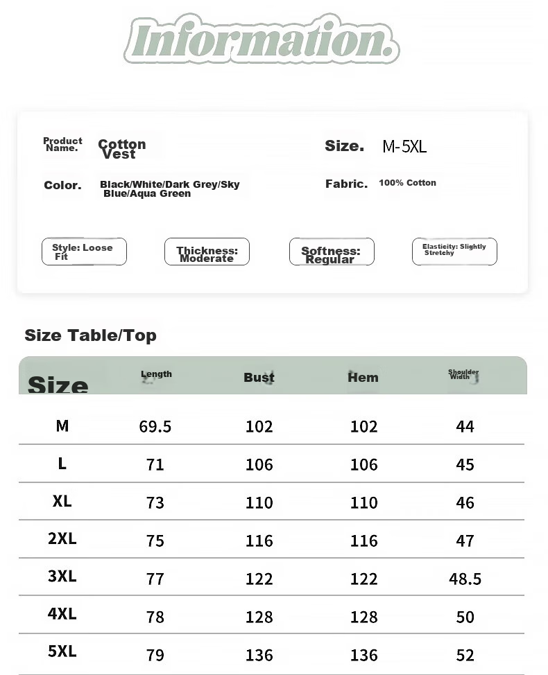 Warrior Vest for Men, Summer New Trendy Casual Pure Cotton Sleeveless Tank Top, Loose-Fitting Sports Top, White, 4XL 4