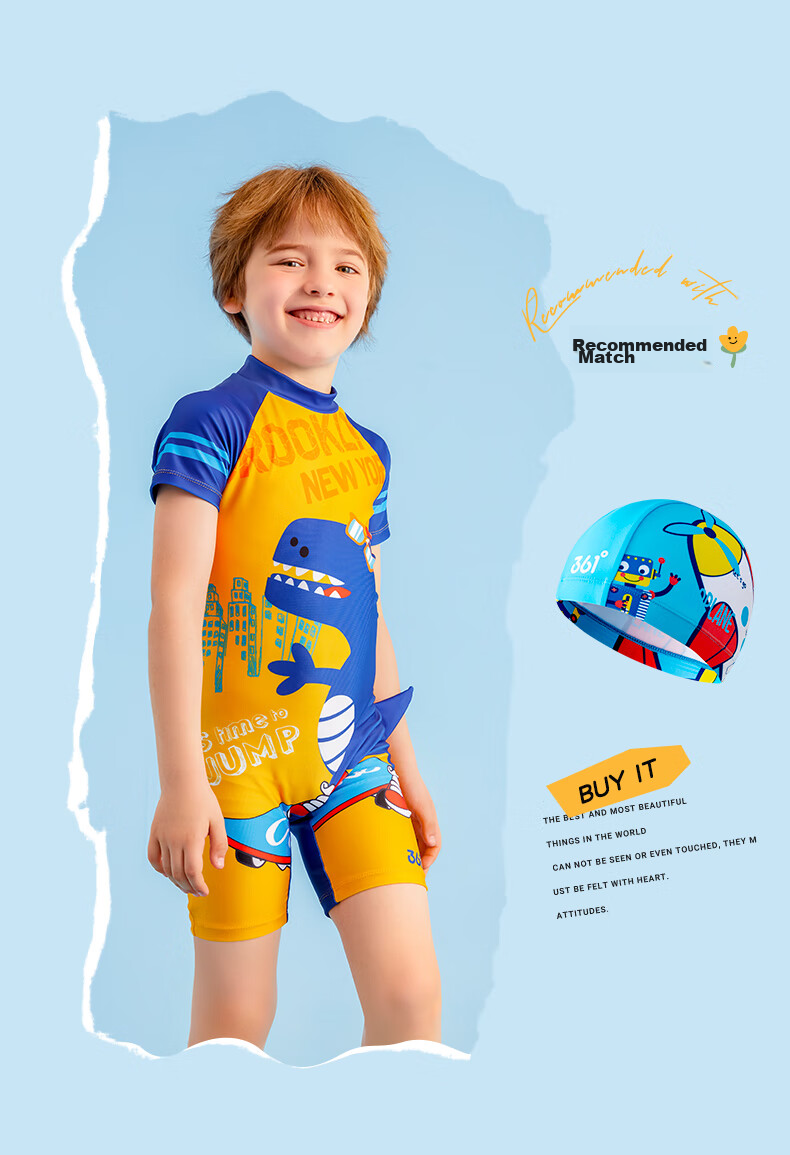 361° Children's Swimsuit, Boys' One-Piece Swimwear, Cartoon Cute Design for Young Kids, Summer Swimming Suit, Baby Hot Spring Bathing Costume 9