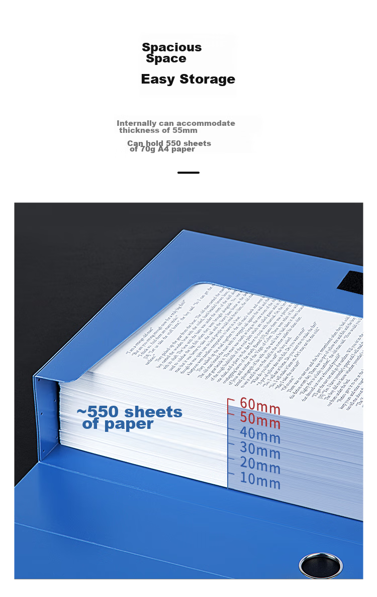 GuangBo 55mm A4 File Box Document Organizer with Velcro, Bright Blue, A88013 7