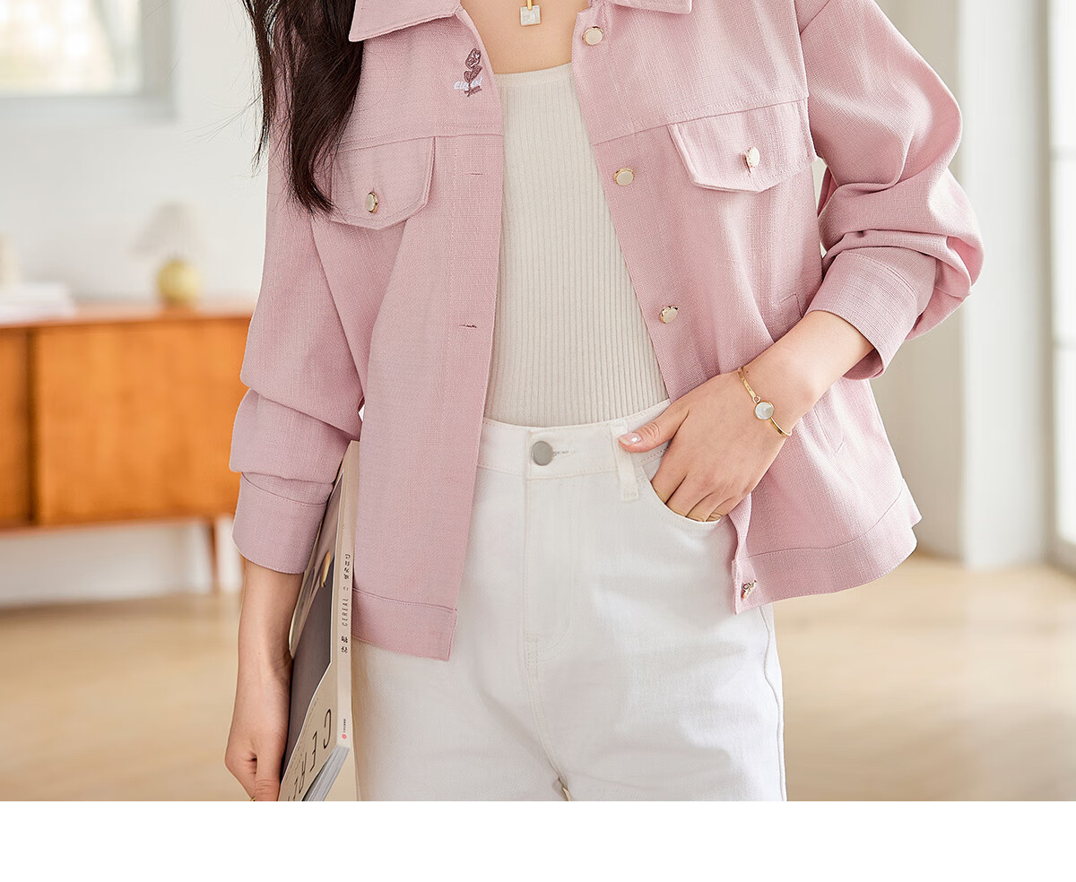 Taxiang Women's Short Jacket, Spring And Autumn Thin Style Cardigan Top, Solid Color Lapel, Commuter Women's Casual Coat T141F3861 2