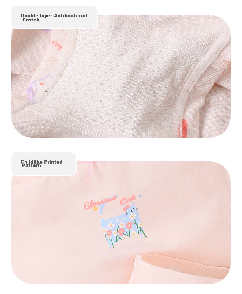 Langsha Children's Underwear, Girls' Student A-Class Cotton Mid to Big Kids Boxer Briefs, Girls' Youth Printed Boyshorts 15
