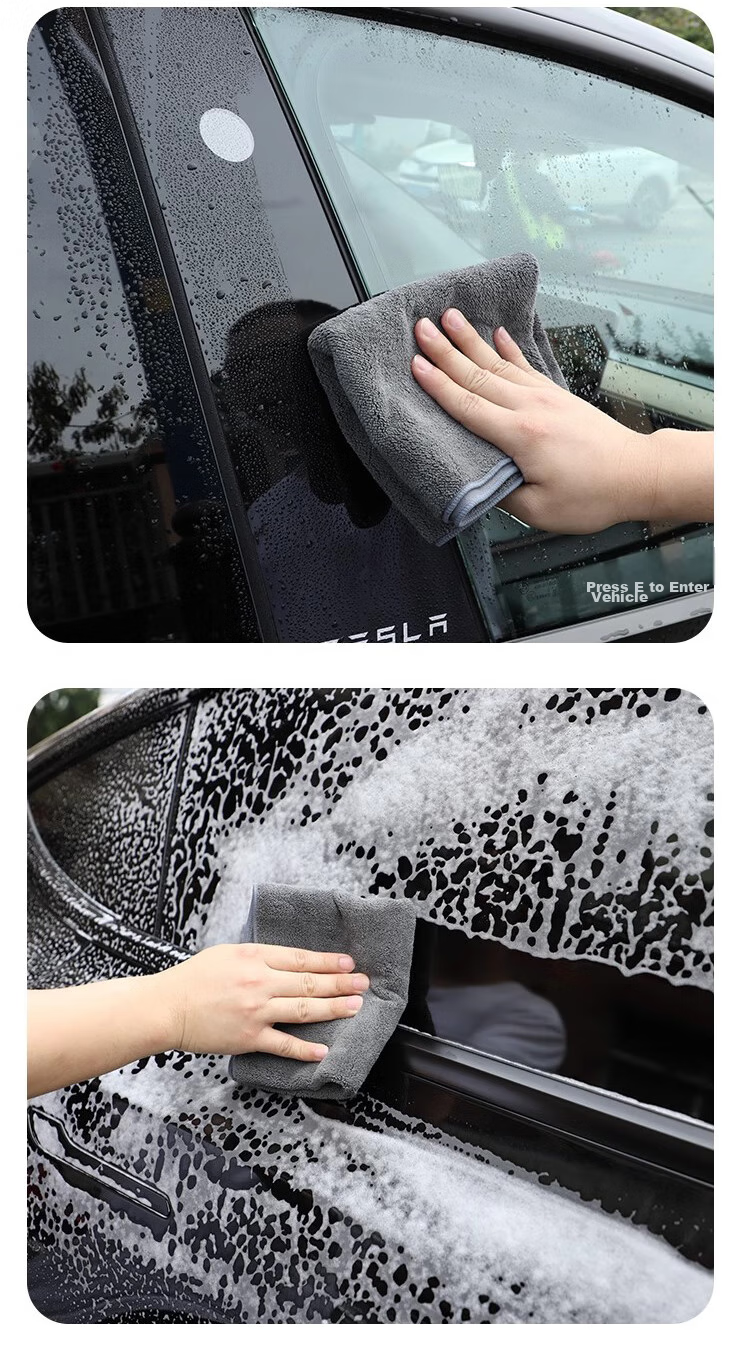 JPLAYER Car Wash Towel, Double-Sided Suede Cloth, Specialized Cleaning Cloth for Cars, Absorbent, for Cleaning Car Windows, 30*40CM, 3 Pieces 12