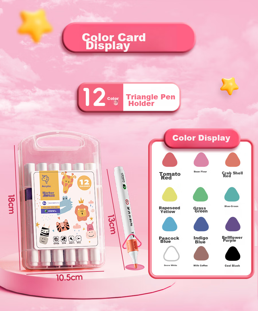 Marie's 80-Color Acrylic Markers, Waterproof, Non-Bleeding, Stackable, Guka Watercolor Pens, Washable, for Elementary School Students, Children's Doodling, Colored Pens, Art Sketching Watercolor Pens 10