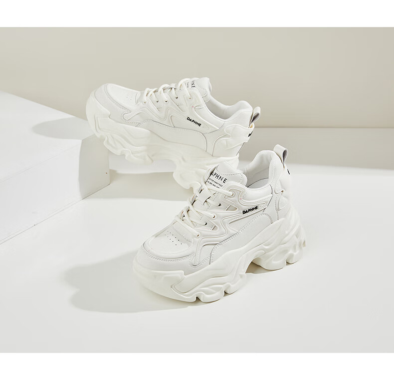 DAPHNE Thick-Soled Height-Increasing Dad Sneakers for Women, Versatile Fashionable Casual Shoes, Style 4623101103, Black, Size 39 17