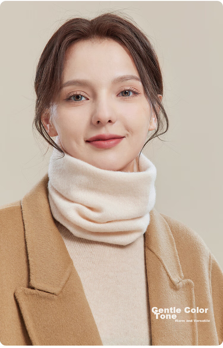 JIUMU 100% Cashmere Warm Neck Gaiter for Women, Autumn And Winter Thickened Cold Protection Neck Warmer, Winter Outdoor Scarf for Wome 7