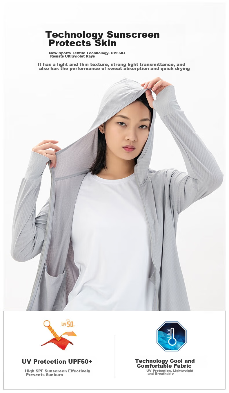 JEEP SPIRIT Sun Protection Clothing for Men And Women, Couples Style, Cool Lightweight Breathable Fashion Versatile Skin Coat Sunscreen Jacket, Silver Gray 4XL 5