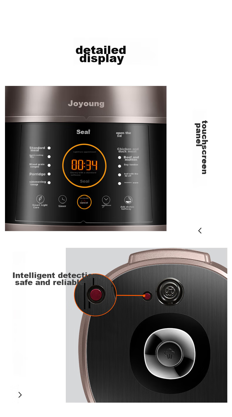Joyoung 5L Smart Home Electric Pressure Cooker for 4-5 People with Dual Inner Pot, Multifunctional Copper Craftsmanship High Pressure Cooker with Large Fire, Nutritious Cooking, Timer And Reservation Function Y-50C82 16