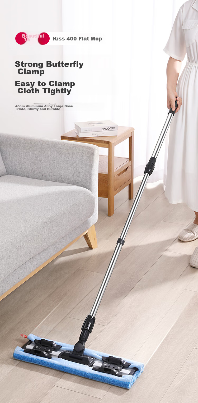 MARYYA Flat Mop with Cloth, 40cm 2 Mops, Extended Handle for Wooden Floors, 2026 Large Dust-Removing Mop 2