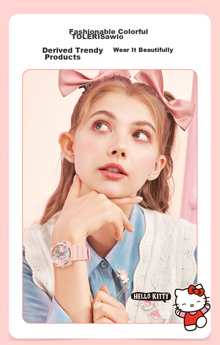 Hello Kitty Student Watch for Female Middle And High School Students, Dual Display Sports Digital Watch with Waterproof Luminous Function, Children's Watch Sanrio 2