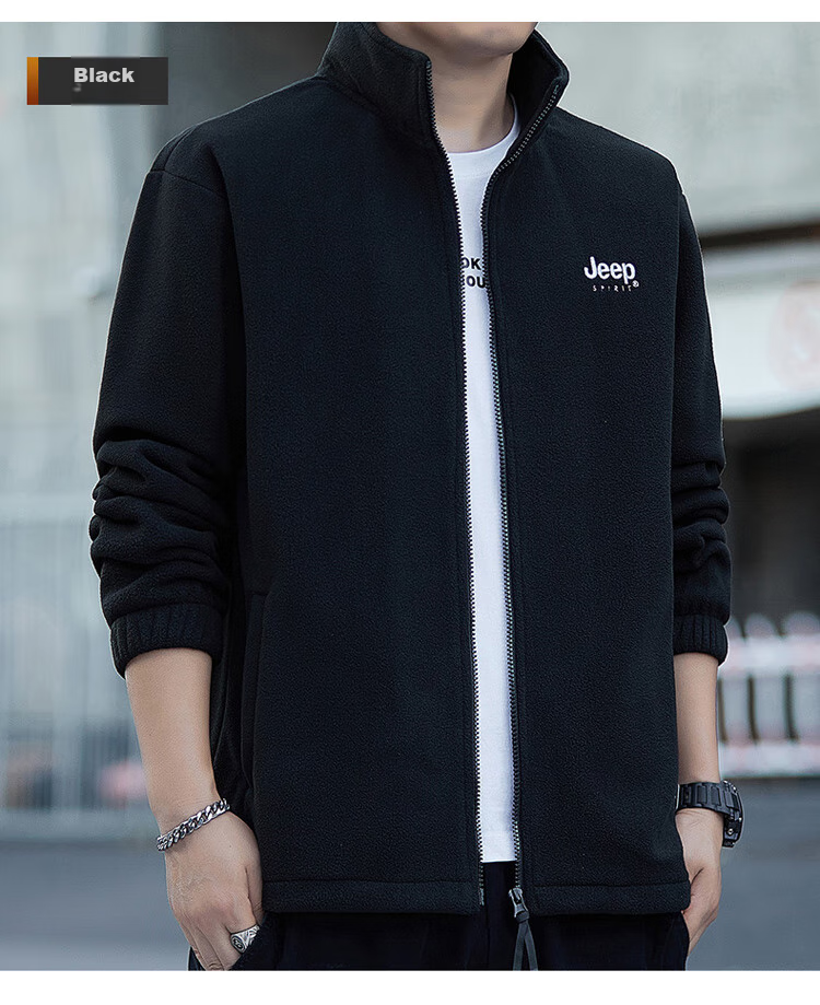 JEEP SPIRIT Men's Jacket, Zip-Up Sweatshirt, Men's Clothing for Autumn, Casual Loose Trendy Fleece Top for Me 16