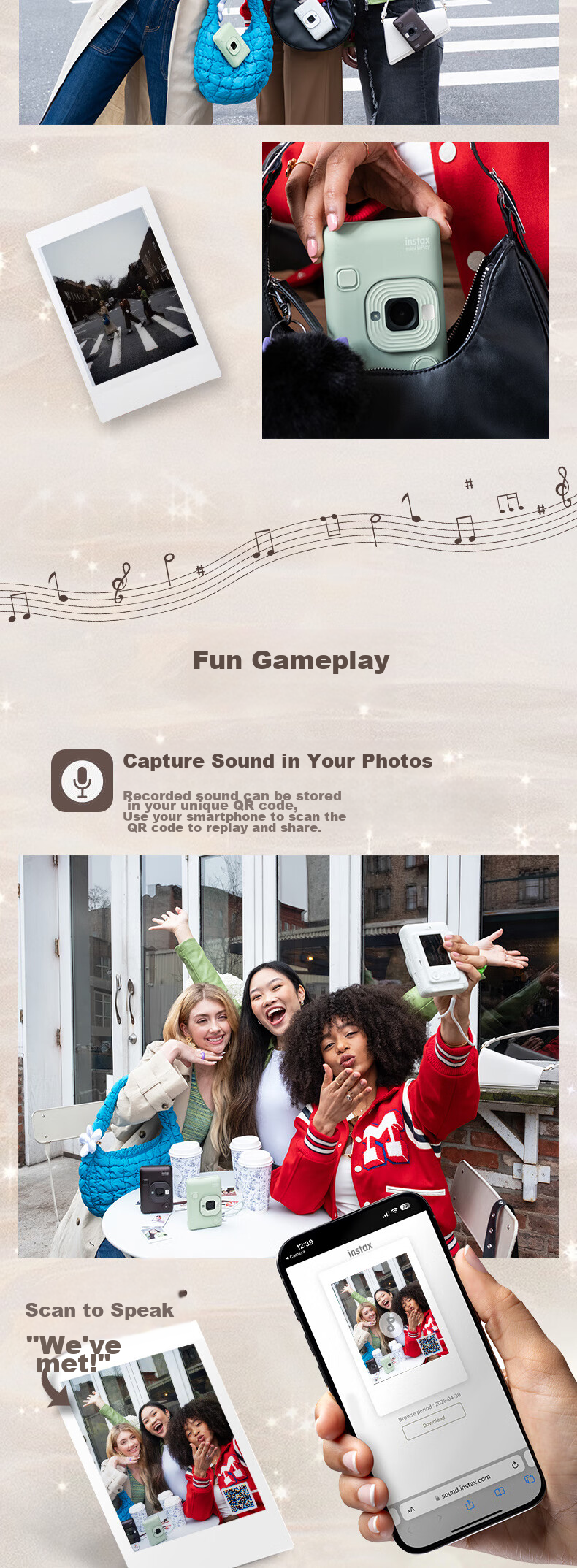 INSTAX Fuji INSTAX Instant Camera, Digital And Film Instant Photography Camera (Prints Mobile Phone Photos), Mini Liplay, Lover White 3