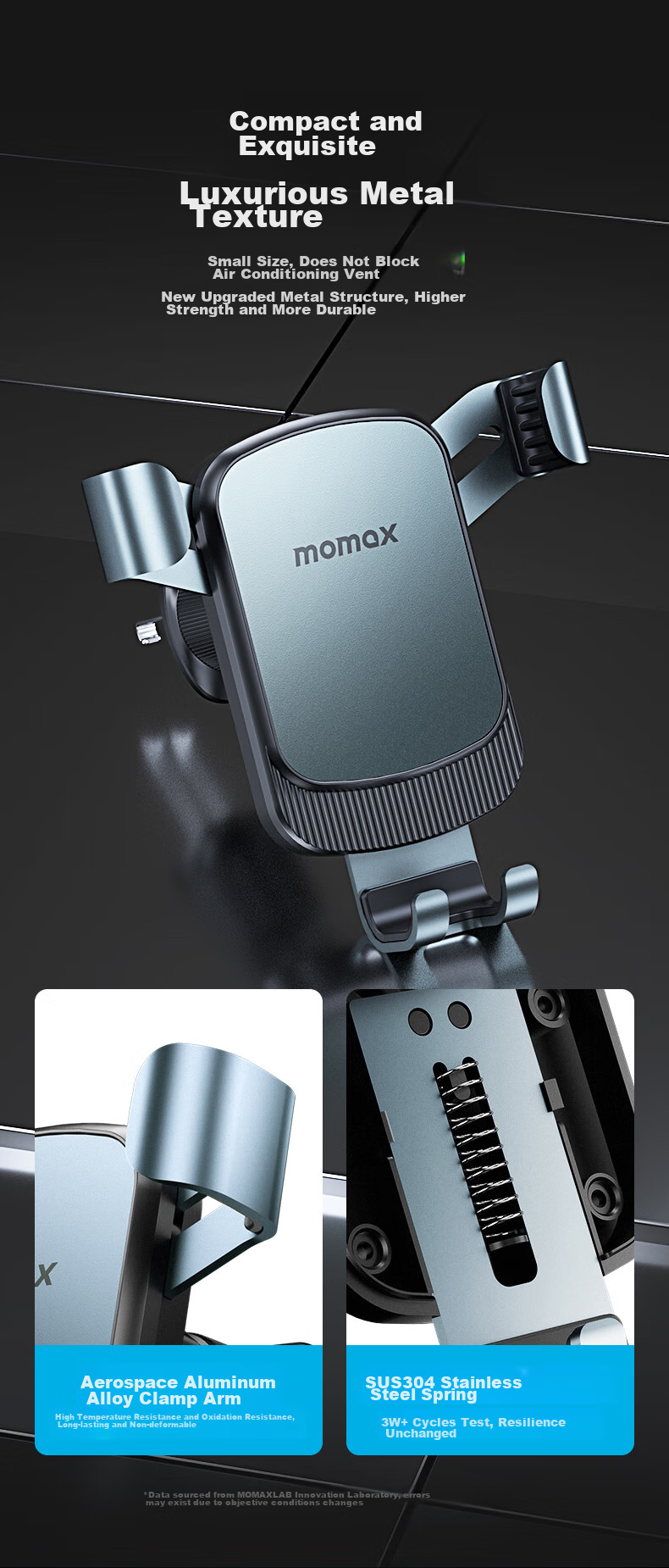MOMAX Electric Vacuum Suction Car Phone Holder Magnetic Dashboard Suction Cup Navigation Mount 3