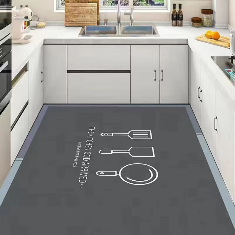 Qimian Kitchen Mat, Absorbent, Oil-Proof, Non-Slip, Dirt-Resistant, Simple Checkered Pattern, 80*120cm