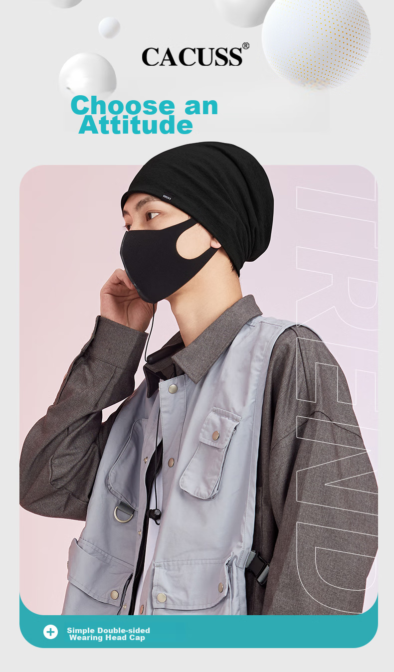 CACUSS Hat for Men And Women, Spring And Summer Thin Cotton Balaclava, Warm Maternity Cap, Air Conditioning Hat, Black Large Size 1