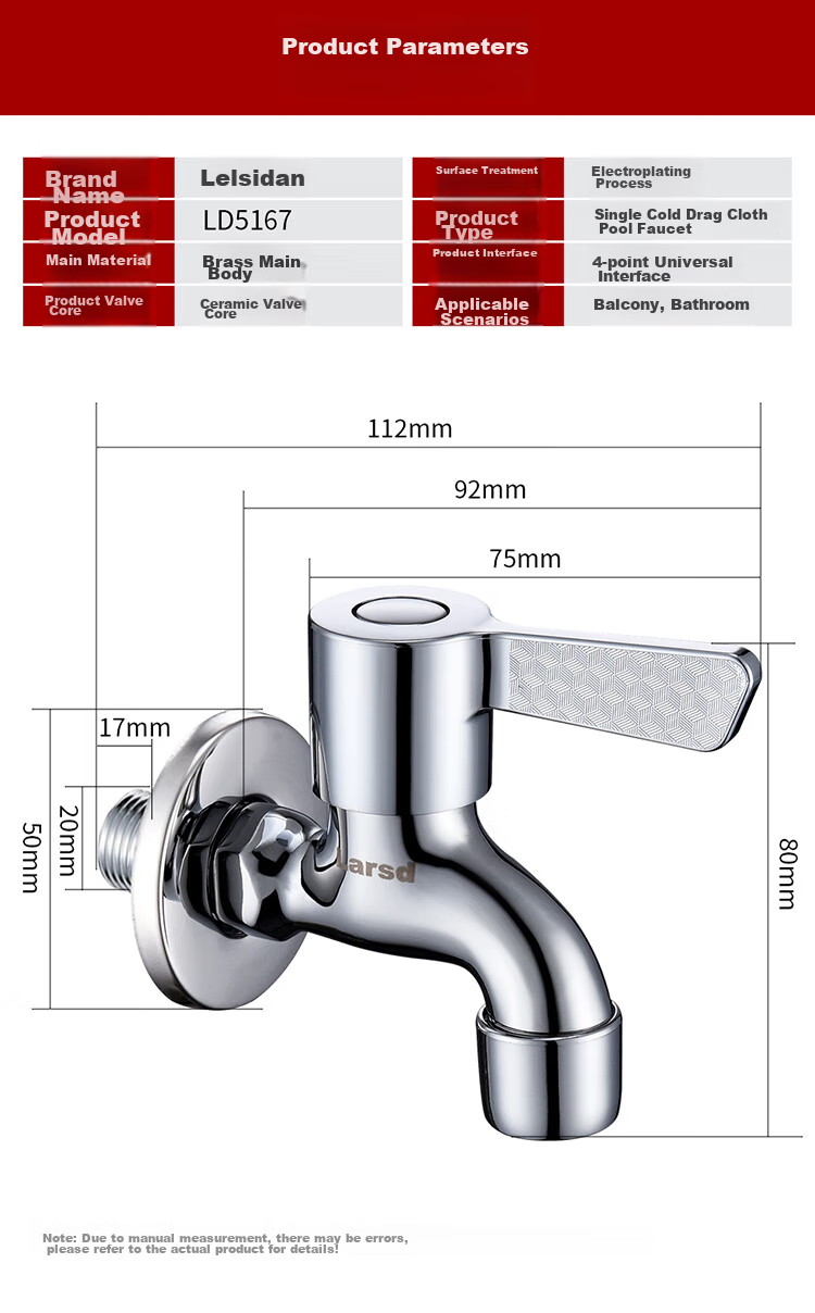 Larsd Mop Sink Faucet, Single Cold Quick-Open Tap, Extended Faucet for Mop Sink 13