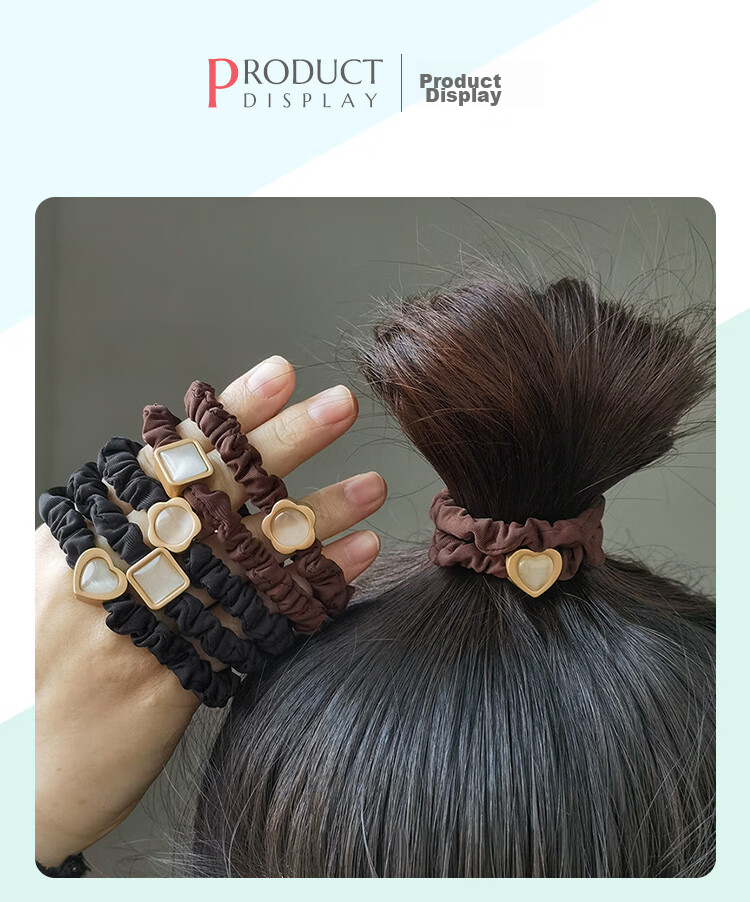 CHIMERA 4 Ponytail Hair Ties, Simple Glazed Heart-Shaped Hair Bands, Hair Ties for Women, Mid-Autumn Festival Gift 11