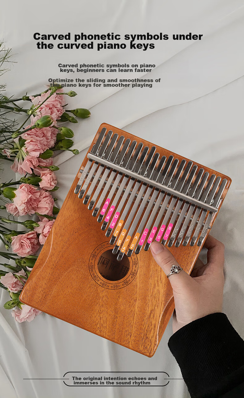 Asasi 21-Key Kalimba Thumb Piano for Adults And Children, Beginner Finger Piano Gift Portable Musical Instrument Peach Electric Case Model 4