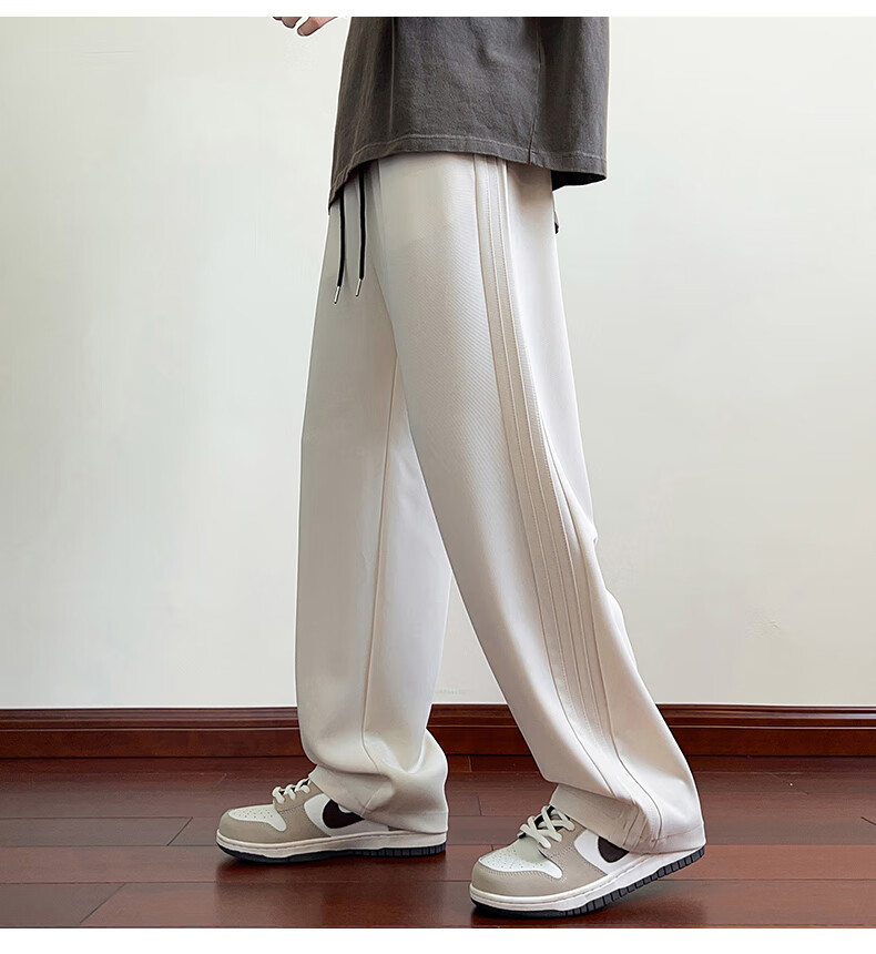 Dingfengbaoluo Casual Pants for Men, Spring And Summer Draping Loose Straight-Leg Trousers, Trendy Wide-Leg Sweatpants DFK28 Black M 2