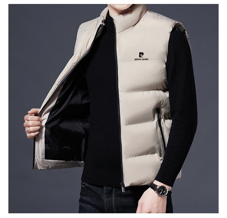 Pierre Cardin Men's Cotton Vest Autumn Winter Jacket Sleeveless Casual Warm Half-Sleeve Top Black 2XL 2