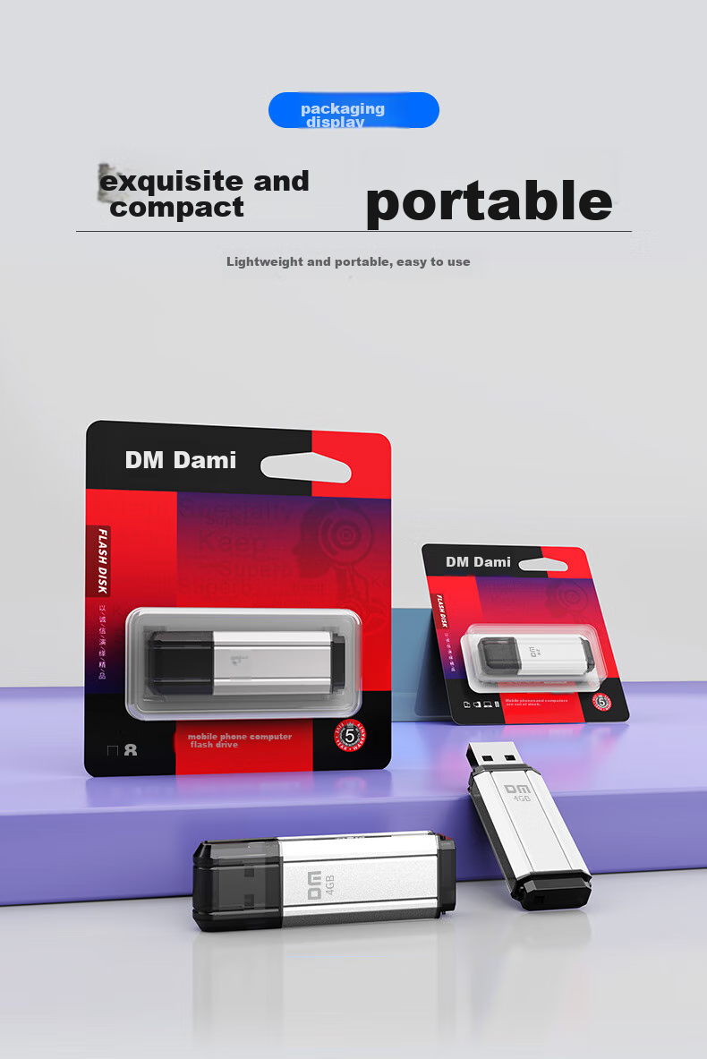 DM Daimai 4GB USB2.0 Flash Drive PD206, Silver, Small USB Drive for Bidding, Enterprise Competition Computer And Car USB Drive 6