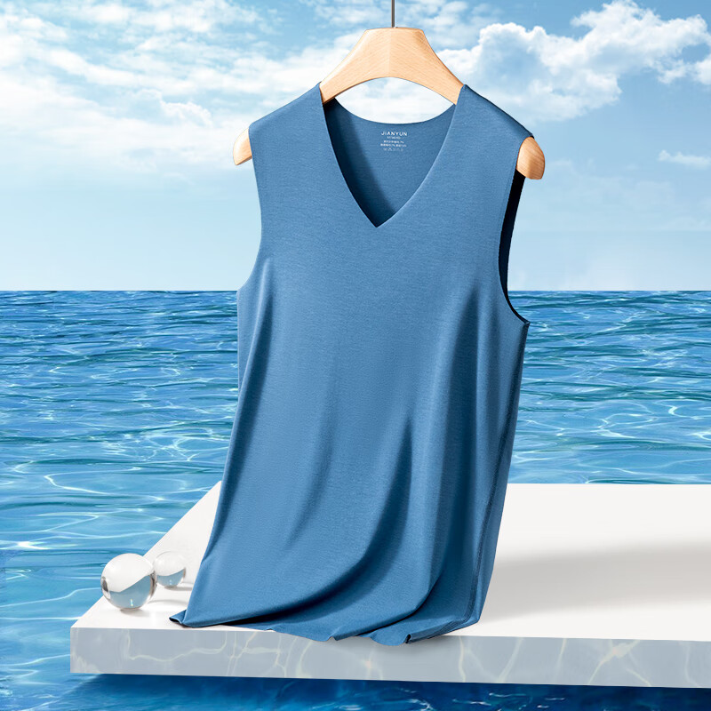 Jianyun Seamless Modal Men's Slim Fit Sports Tank Top Racerback Fitness Thin Undershirt Summer Base Layer