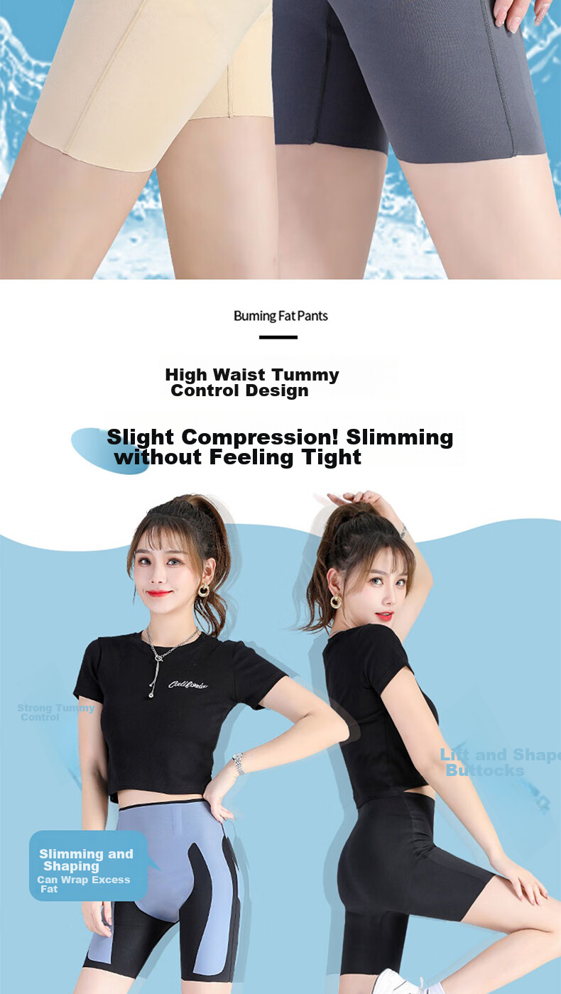 LangSha High-Waisted Tummy Control And Butt-Lifting Shorts for Women, Thin Seamless Shark-Shaped Floating Safety Shorts, Knee-Length Undershorts 6