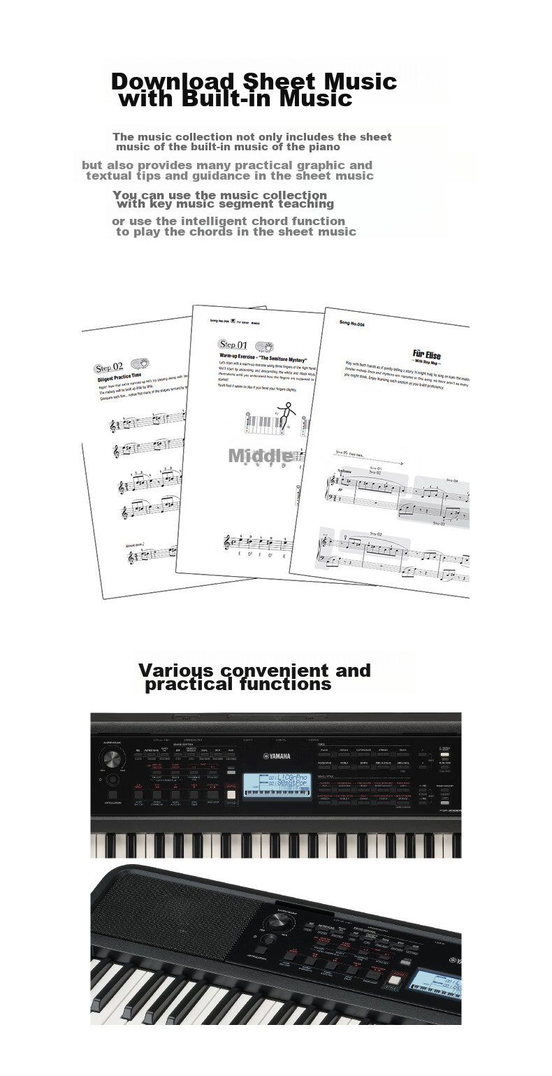 YAMAHA PSR-E383, Children's And Adult's Entertainment And Learning Professional Performance Teaching Weighted Keyboard Electronic Piano, 61 Keys 10