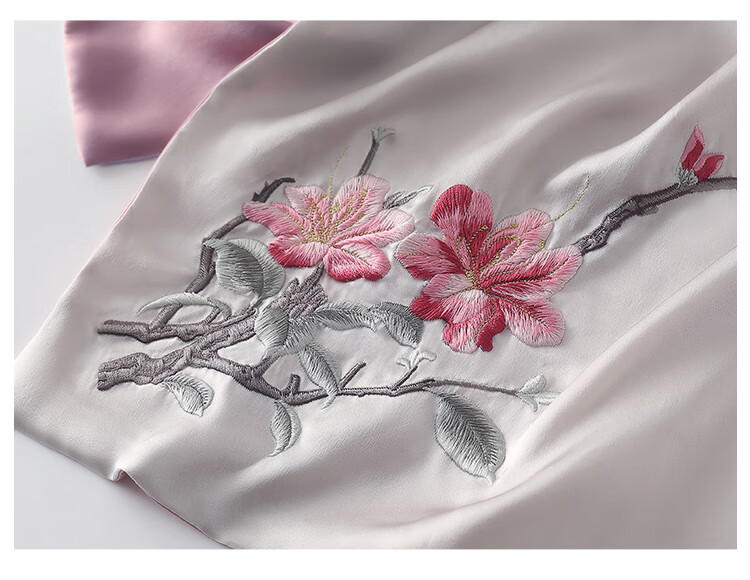 Shanghaigushi Silk Scarf for Women, Double-Layer Embroidery, 100% Mulberry Silk, Gift Box for Mom on Mid-Autumn Festival, Birthday Present, Purple And White 10