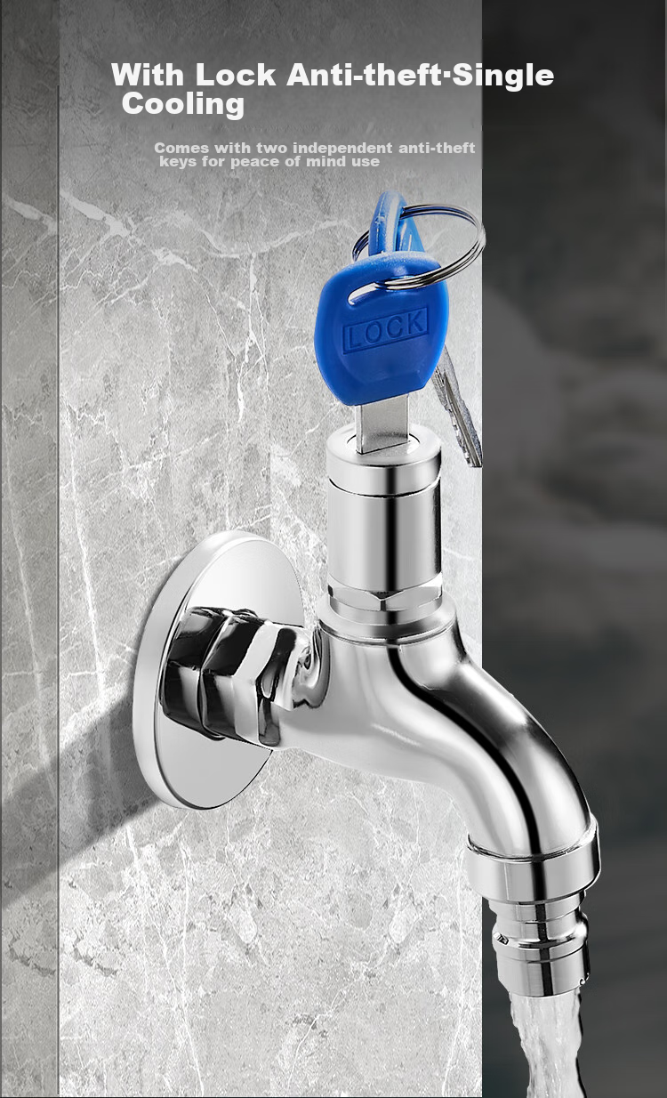 MEJUE Lockable Faucet Outdoor Brass Body 1/2 Inch Extended Mop Sink with Key Washing Machine Faucet Z-016302 3