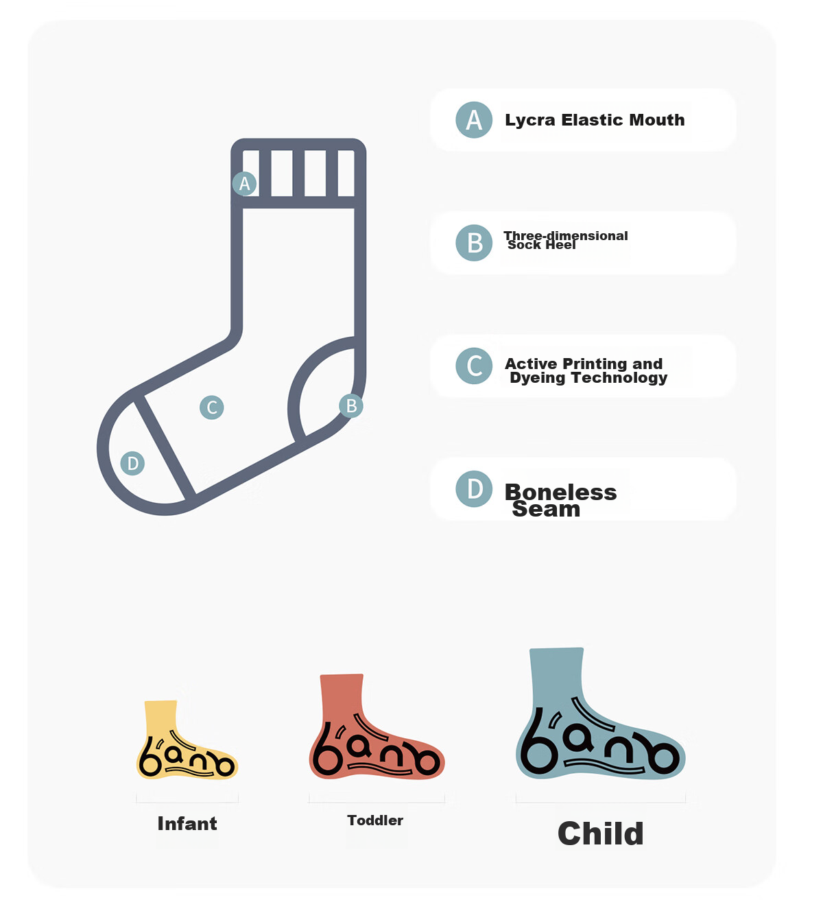 Banbi Children's Socks, Autumn And Winter Trendy Socks for Boys, Spring And Autumn Seamless Mid-Calf Socks for Older Children, BB2474, Size 18-20 6