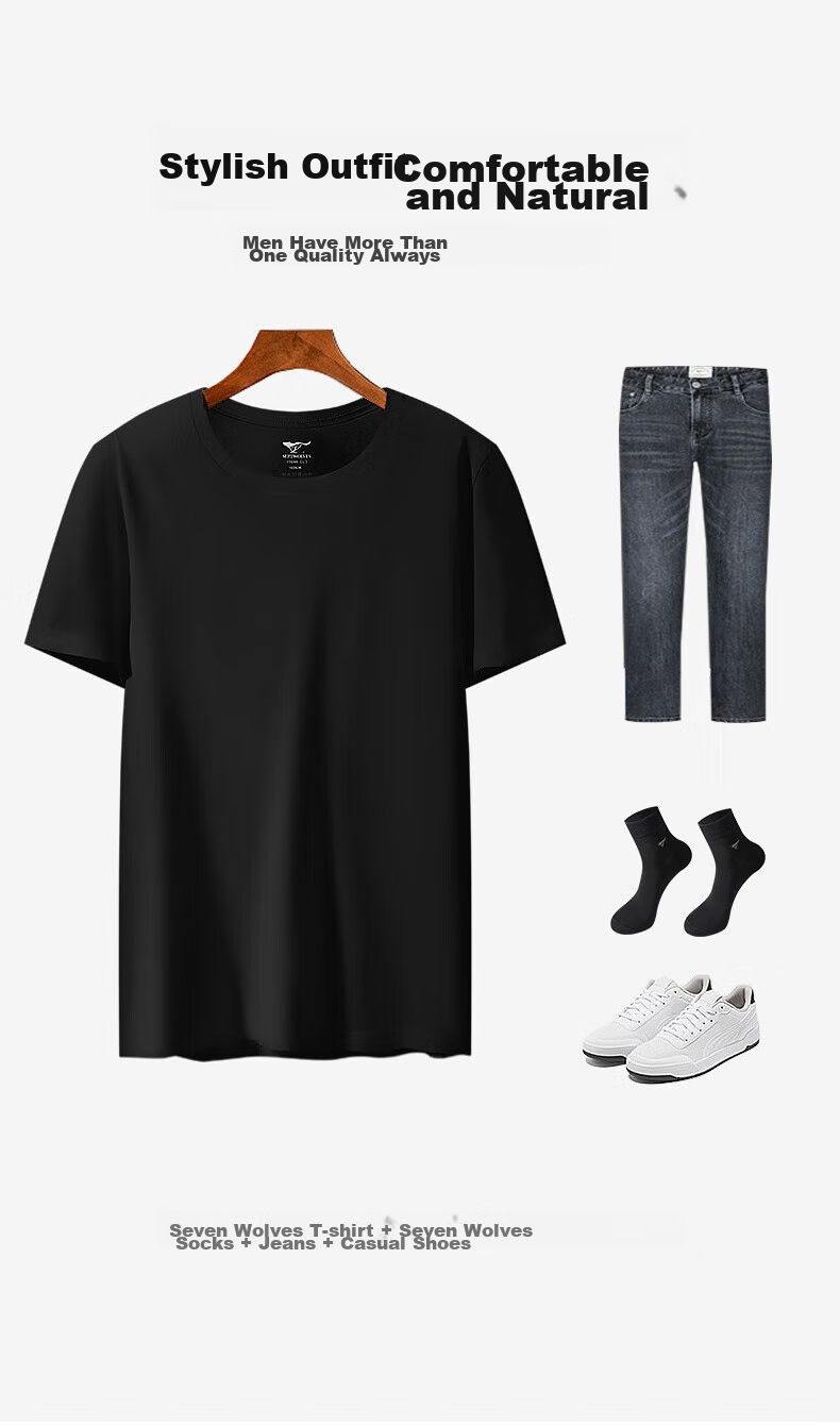 SEPTWOLVES [Soft And Skin-Friendly] Men's Short Sleeve Pure Cotton T-Shirt, Breathable Running Sports 100% Cotton White Tee Loungewear 11