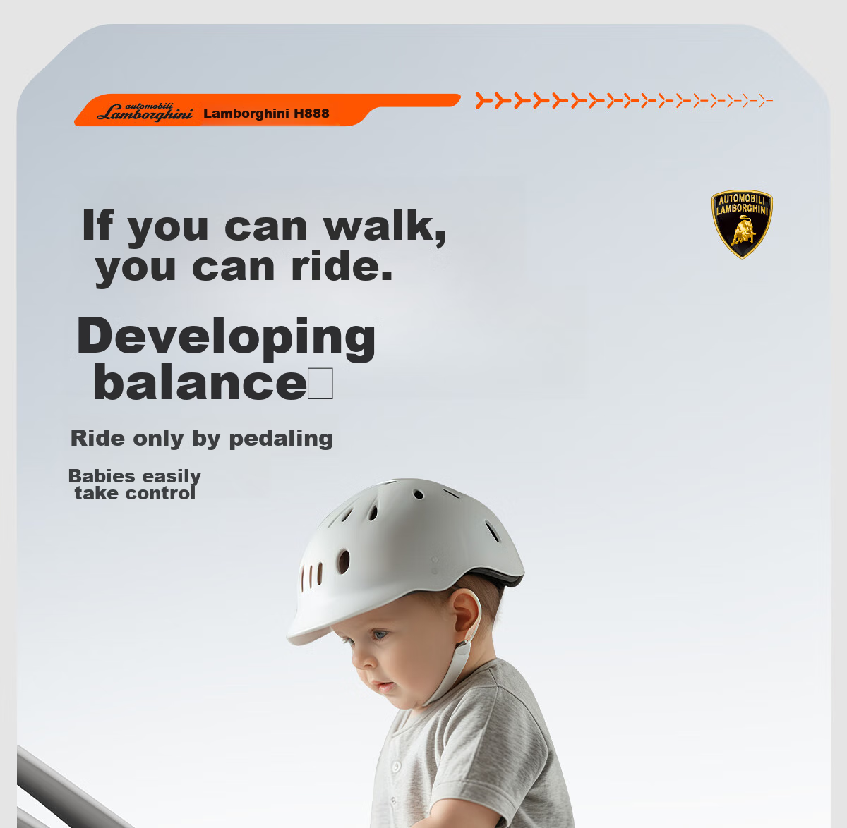 AUTOMOBILI LAMBORGHINI Children's Balance Bike for Ages 1-3, Anti-Rollover, Baby Mid-Autumn Festival National Day Birthday First Birthday Gift Gliding Walker 5