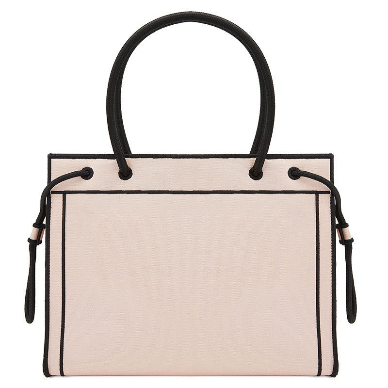 芬迪fendi 女士fendi roma系列淡粉色织物logo刺绣中号手提袋 8bh378