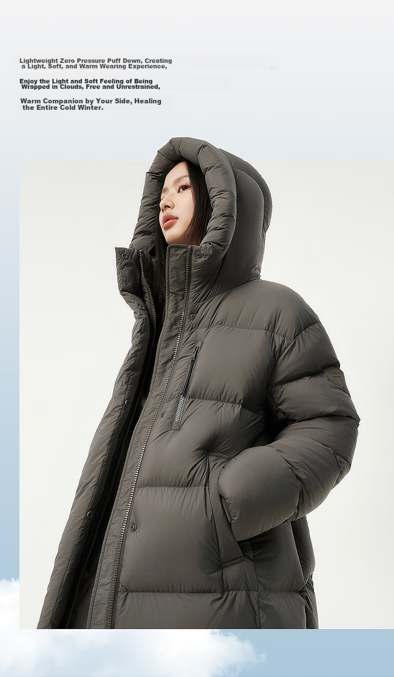 Tanboer Women's Long Puff Down Jacket New National Standard 90% Down Hooded Winter Warm Coat 530832D Puff Blue 165 3