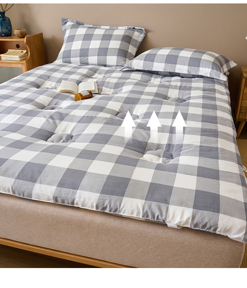 Grace Class A Pure Cotton Mattress, 100% Xinjiang Cotton Bedding, Student Dormitory Mattress, 1.2x2 Meters, Plain Gray Plaid 14
