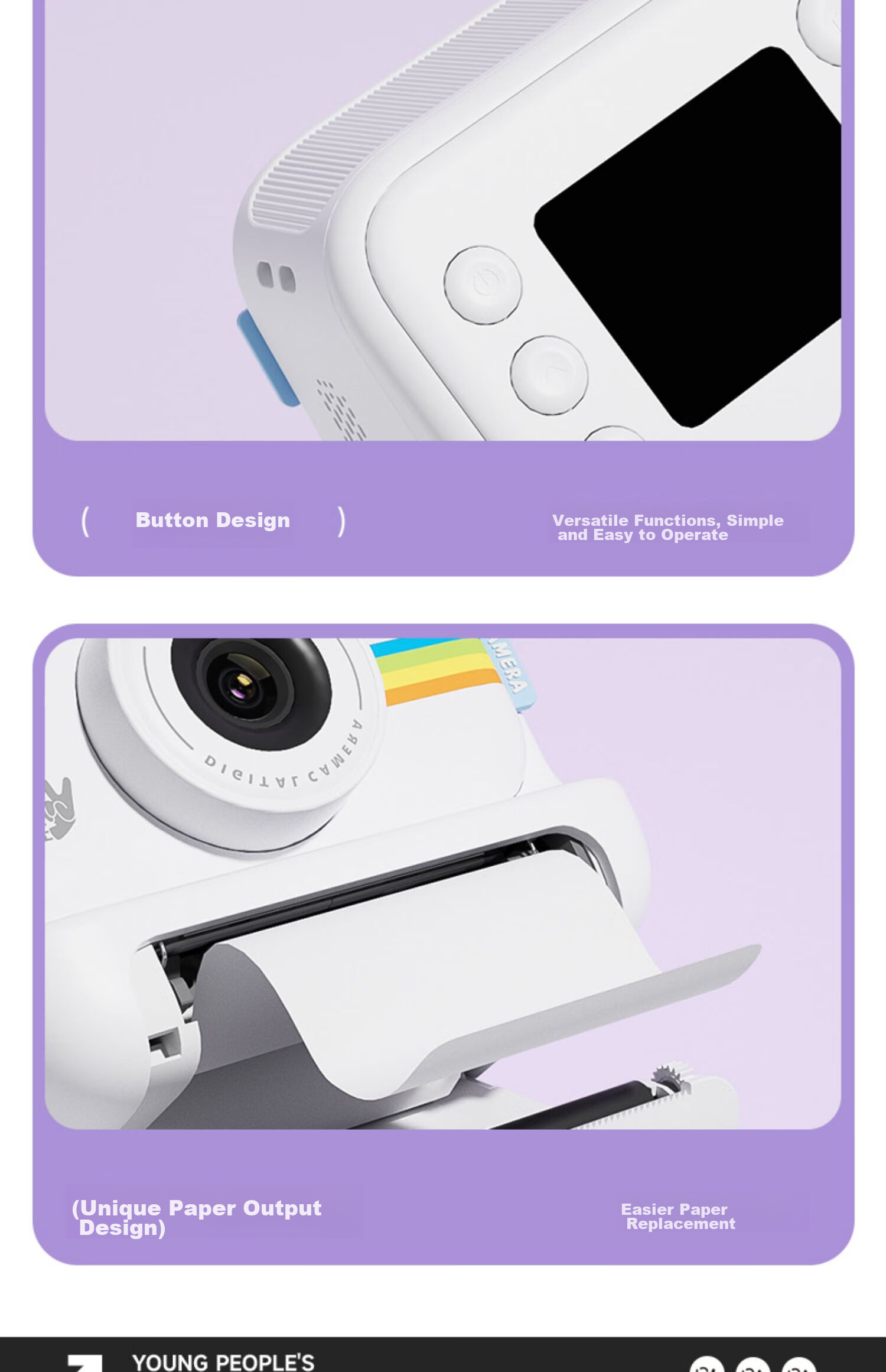 MAQUCC Children's Instant Camera, Direct Photo Output for Students Aged 3-6 Girls' Toy, High-Quality Practical Birthday Gift, 7-8 Years Old, S9 White + 3 Rolls of Film 27