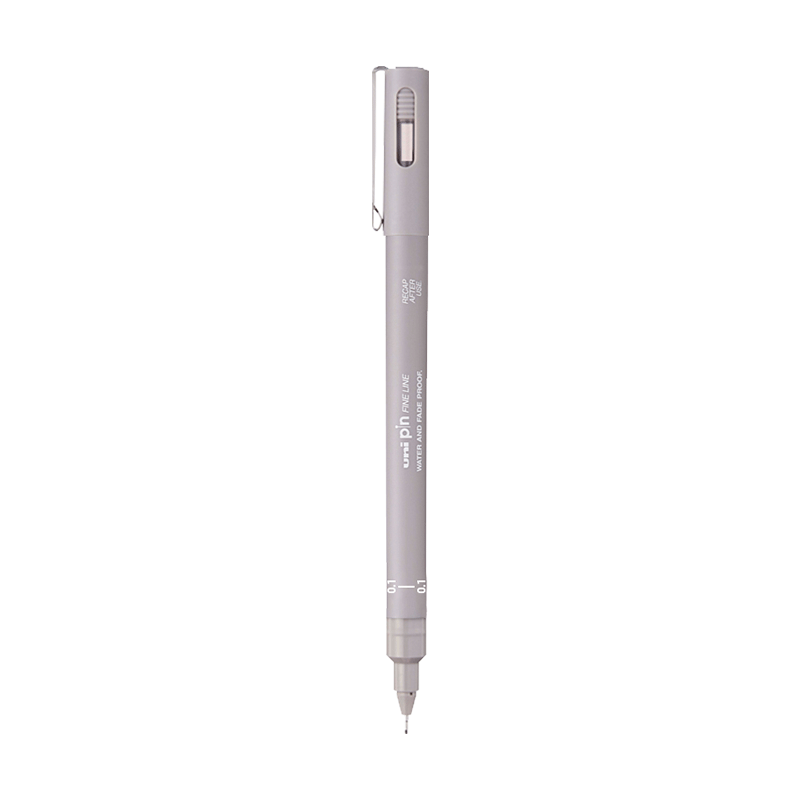 Uni Mitsubishi 0.1mm Water-Based Drawing Needle Pen, PIN-200 Art Design Outlining Pen, Light Gray, Single Pack