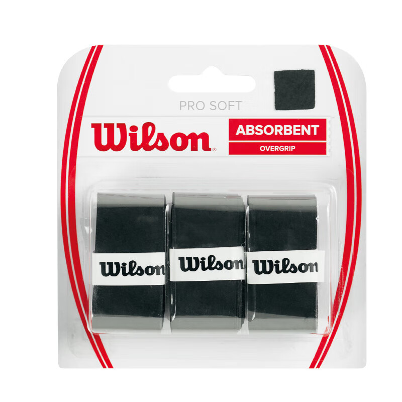 Wilson Tennis Racket Sweat-Absorbing Grip Tape, PRO SOFT OVERGRIP WRZ4040BK
