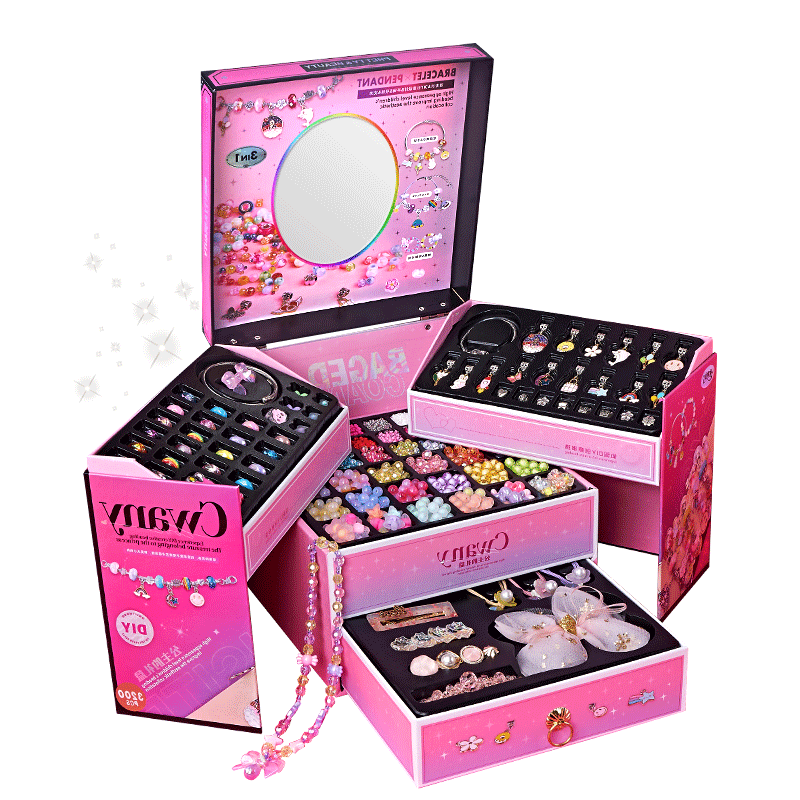 AoZhiJia Children's Hair Accessories Gift Box, Jewelry Box for Girls, Toy Beading DIY Craft Kit, Pretend Play, Ages 7-14, Birthday Gift
