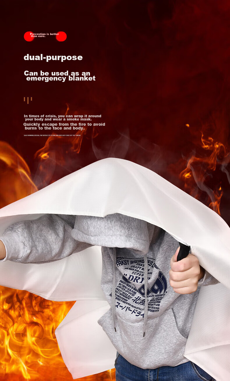 Mieyanshi Fire Blanket, Fiberglass Fire-Resistant Mat, for Home Kitchen Canteen Use, with Fire Extinguisher, Escape Blanket, 1.5M, 1 Bag 6