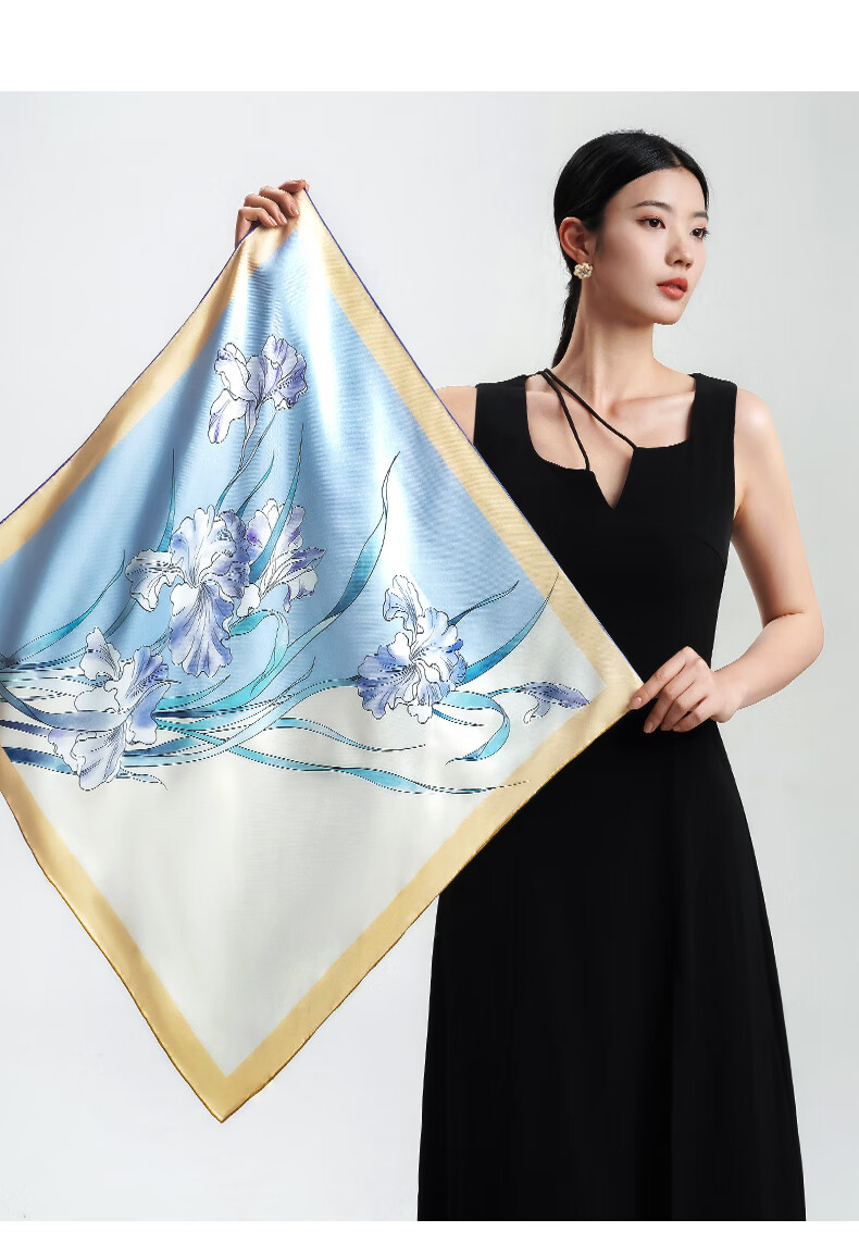 Embroiderer Silk 100% Mulberry Silk Scarf Gift Box Women's Square Scarf Birthday Gift for Elders Mom Girls 19