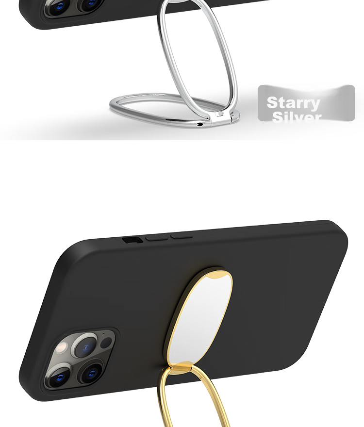 ESCASE Phone Stand, Desktop Foldable Metal Ring Clip, Adhesive Portable Lazy Support, Adjustable, Suitable for Apple/Huawei/Vivo Etc., Black, MDF-02 9