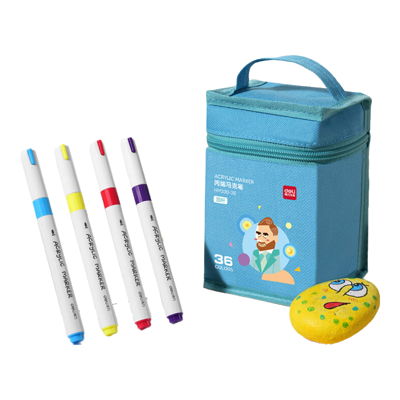 Deli [Back to School Stationery] 36-Color Acrylic Markers Watercolor Pens Easy-Grip Round Barrel Student Tree Children's Coloring Drawing DIY Fluorescent Bag HM330-36 Watercolor Pens Art Educatio