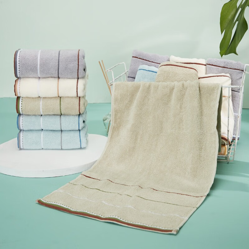 Grace Towel Home Textiles Class A Pure Cotton Plain Face Towels Thickened Satin Edge Soft Face Towels Pack of Ten 90g/piece Sports