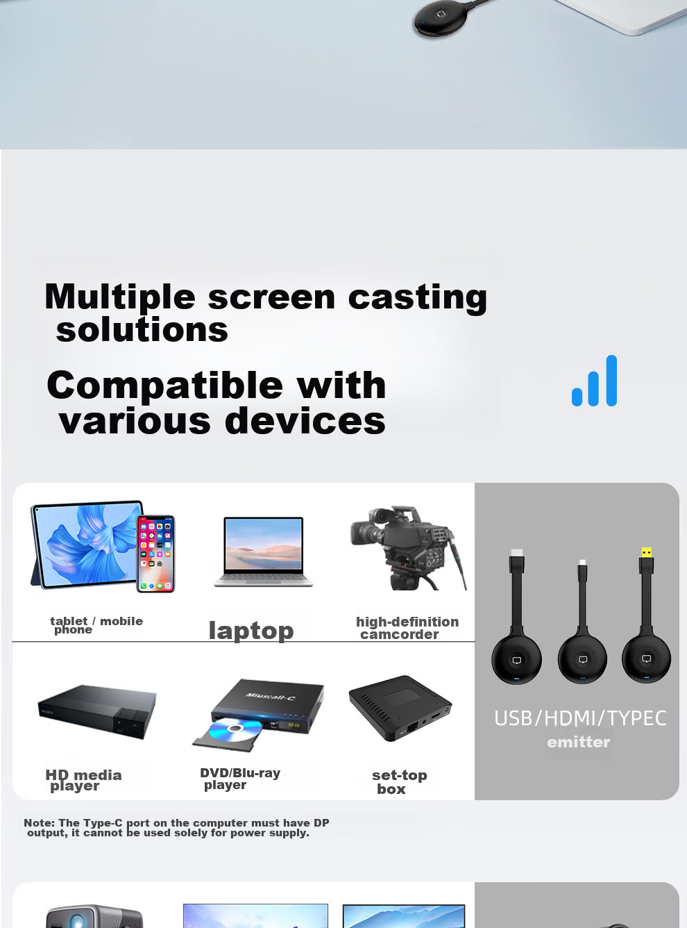 BOEGAM Wireless HDMI Screen Mirroring Receiver for Mobile Phones Home Use HD Audio Video Live Streaming Compatible with Apple Android Huawei Xiaomi Phones TV Projector BG-1S 5