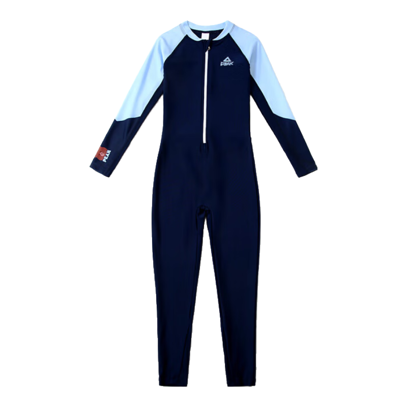 PEAK Children's One-Piece Long-Sleeve Swimsuit, Hot Spring Beach Sun Protection, Boys' Surfing Suit, Training Swimwear, Size 130