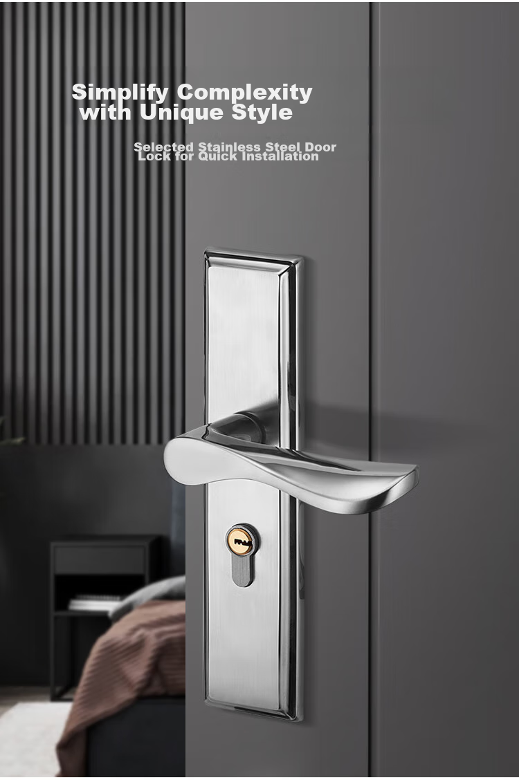 Fly.Globe Door Lock, Interior Bedroom Door Lock, Anti-Theft Stainless Steel, No Hole Modification Required, Adjustable Hole Spacing, Wooden Door Lock 5